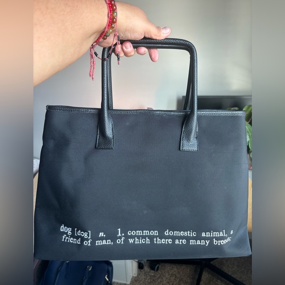 Sydney Love Black Embroidered Dogs Tote Bag - Picture 4 of 8